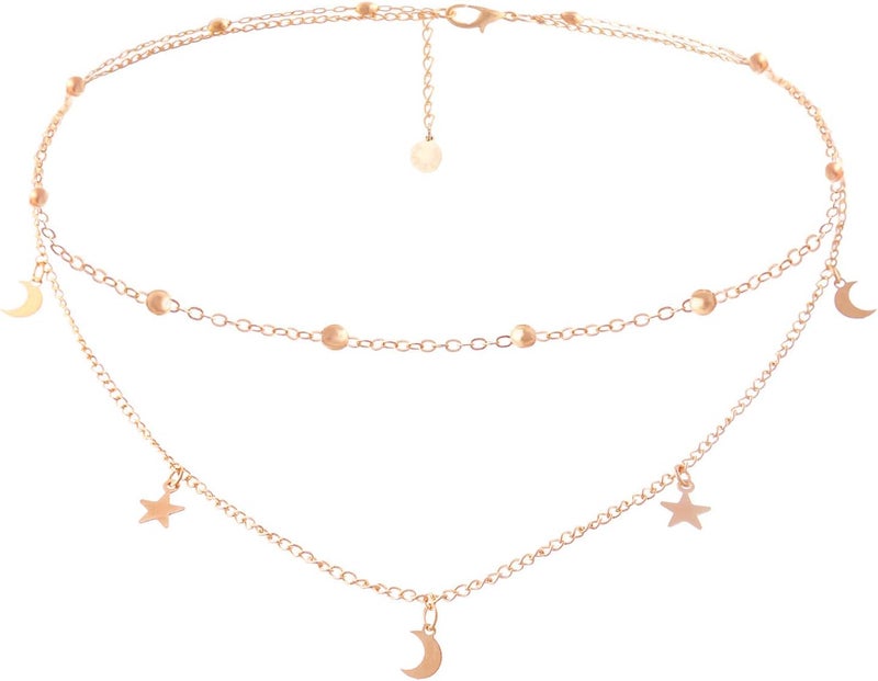 BaubleStar Star Moon Charm Necklace Layering Chain Choker for Women - Image 1
